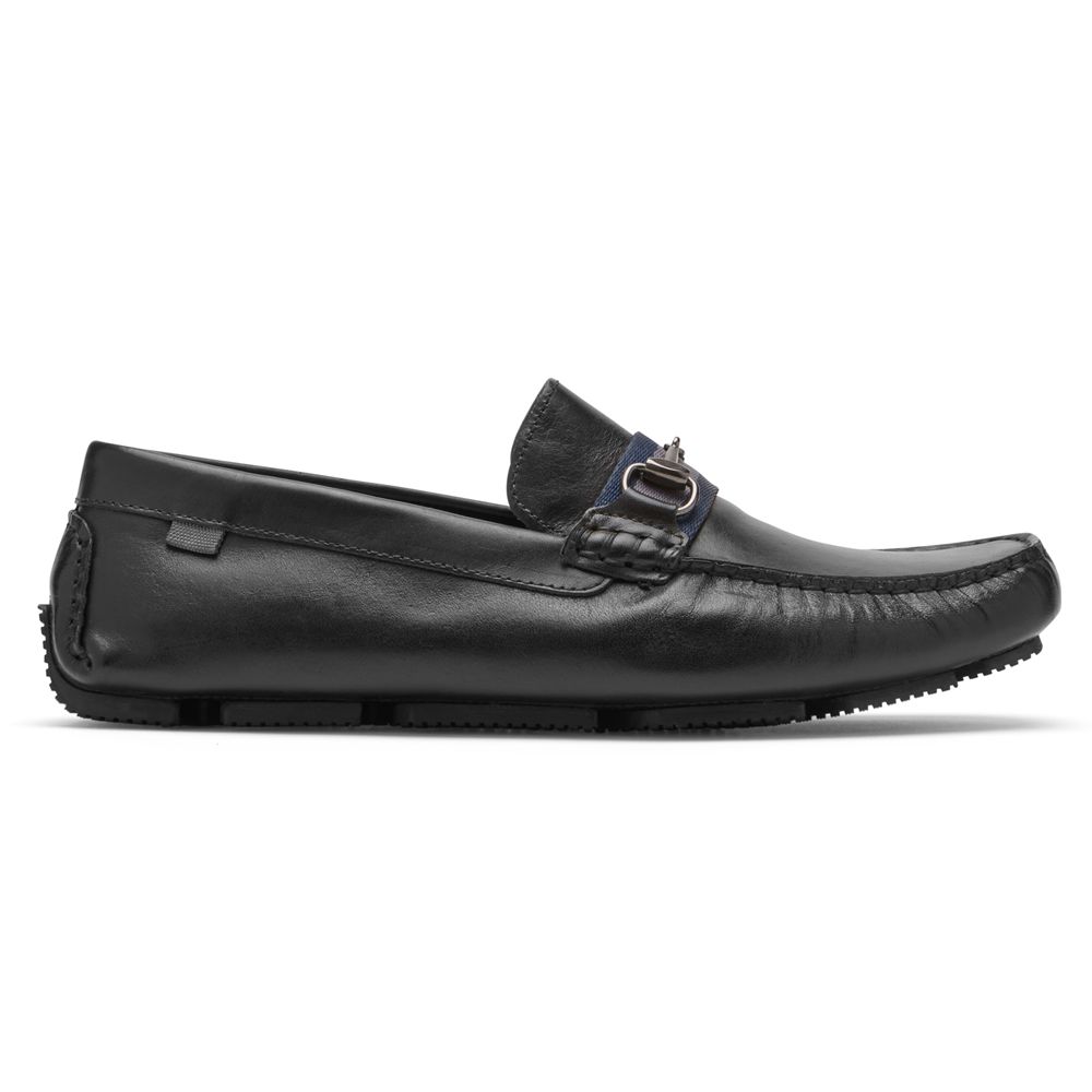 Rockport Men's Rhyder Bit Slip-Ons Loafers - Black - USA (8624USYCI)